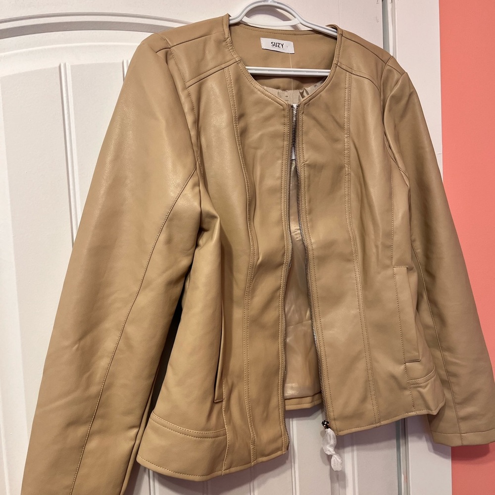 Suzy Shier Imitation Leather Jacket